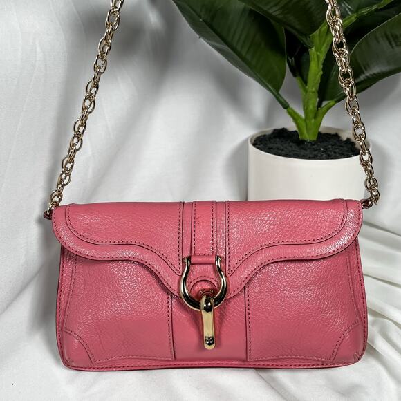 KATE SPADE Barbie Pink Leather Chain Pochette Bag Mirror Clasp Shoulder Purse - Picture 1 of 13